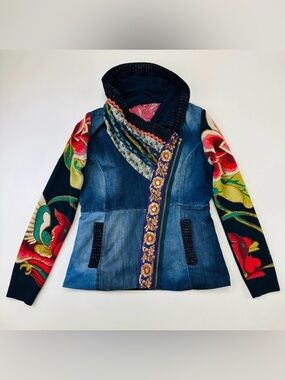 Desigual Marsella denim knit jacket Womens Size Medium